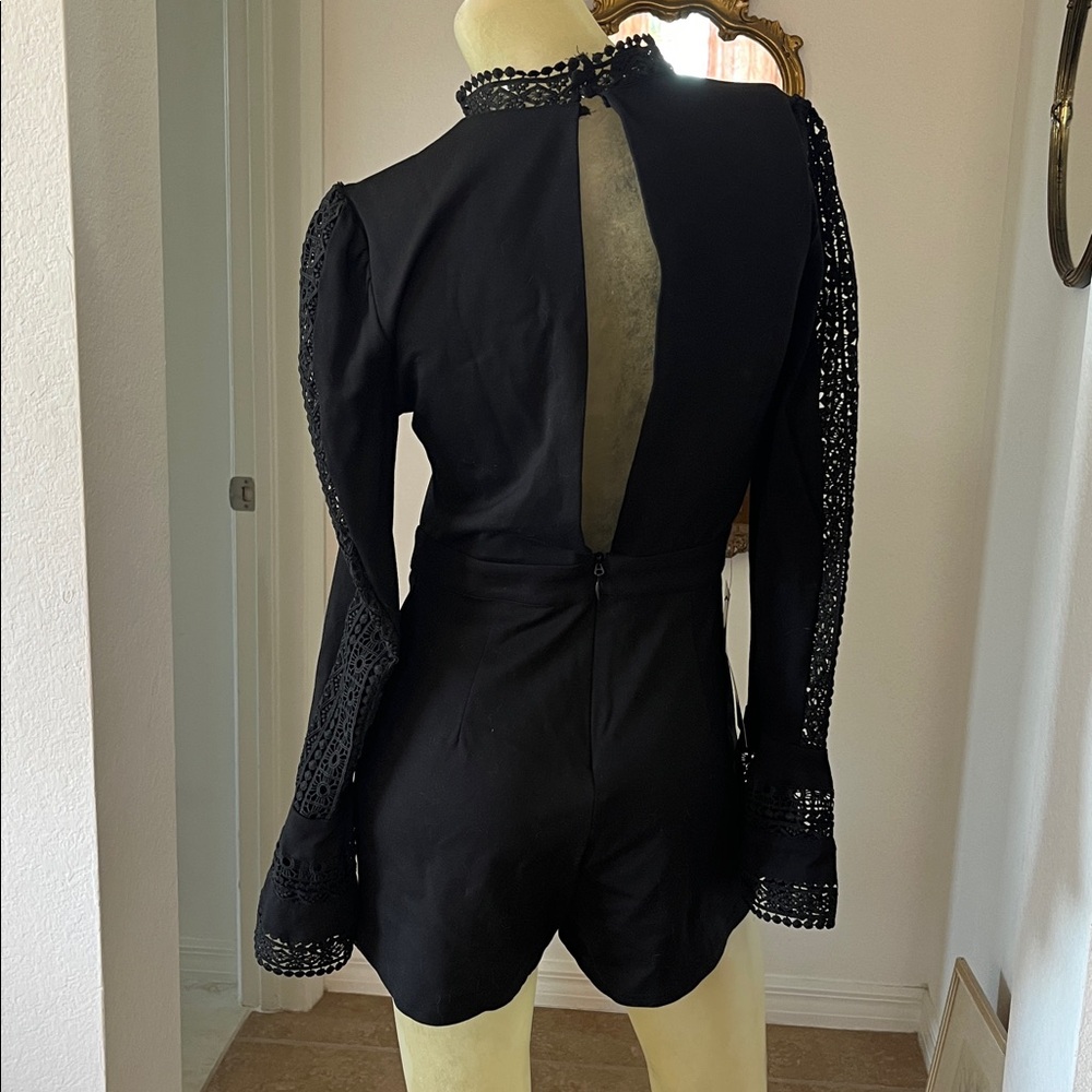 Bebe Black Lace Detail Romper NWT - Picture 4 of 6